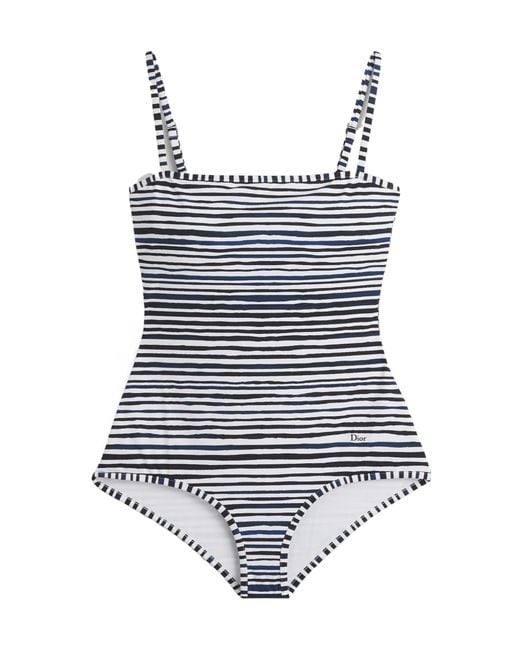Dior Blue Striped One-Piece Swimsuit
