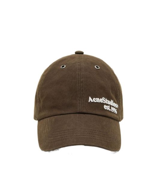Acne Brown Waxed Logo Cap