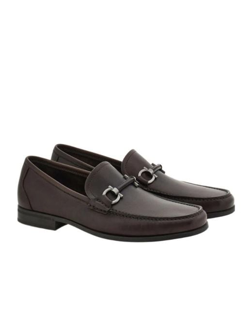 Ferragamo Black Gancini Buckle Loafers for men