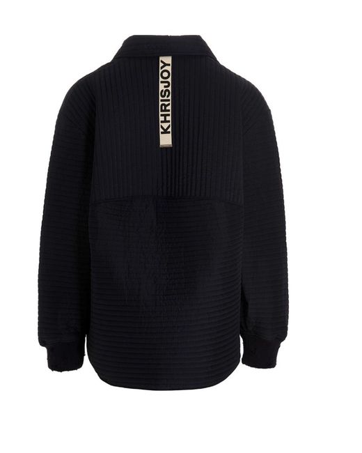 Khrisjoy Blue Logo-Patch Bomber Jacket for men