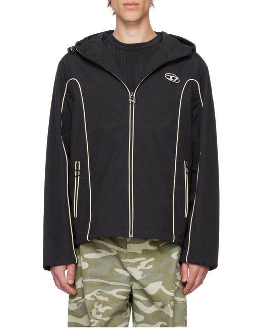 DIESEL Black J-Hives Logo-Appliqué Hooded Jacket for men