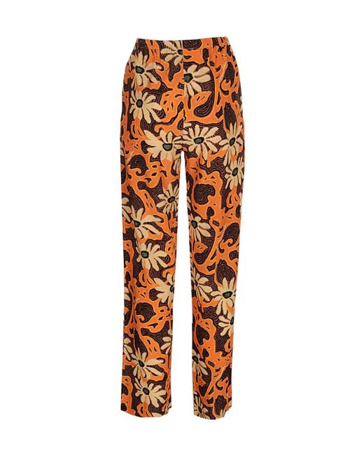 Nanushka Orange Floral Printed Wide-Legged Pants
