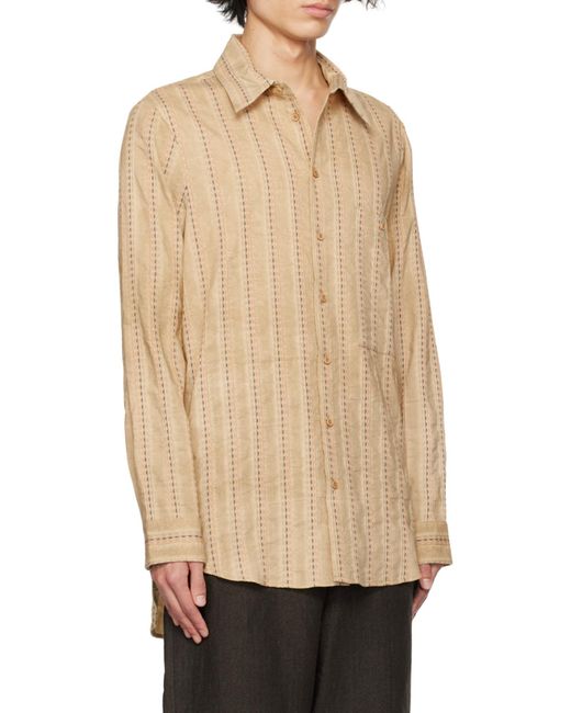 Uma Wang White Tab Striped Cotton Shirt for men