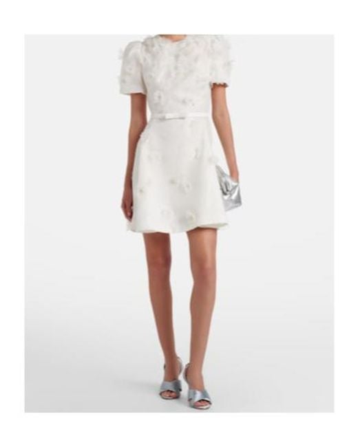 Leo White Elyse Floral-Appliqué Linen And Silk Minidress