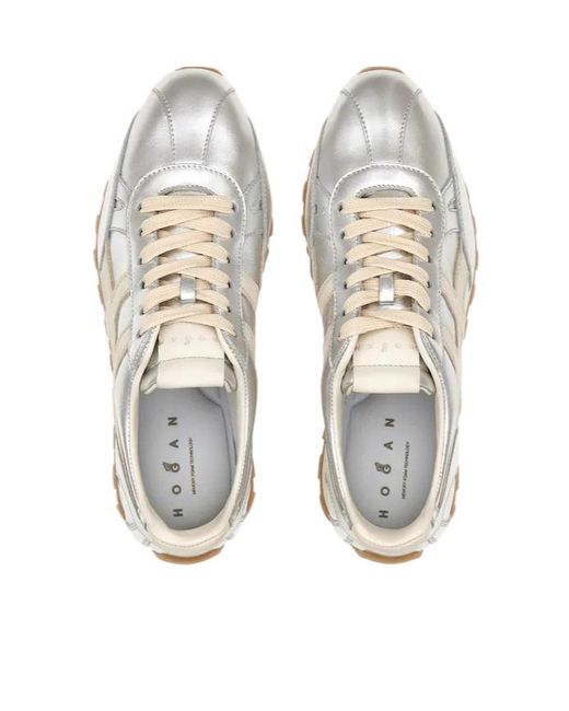 Hogan White Logo Detail Low-Top Sneakers