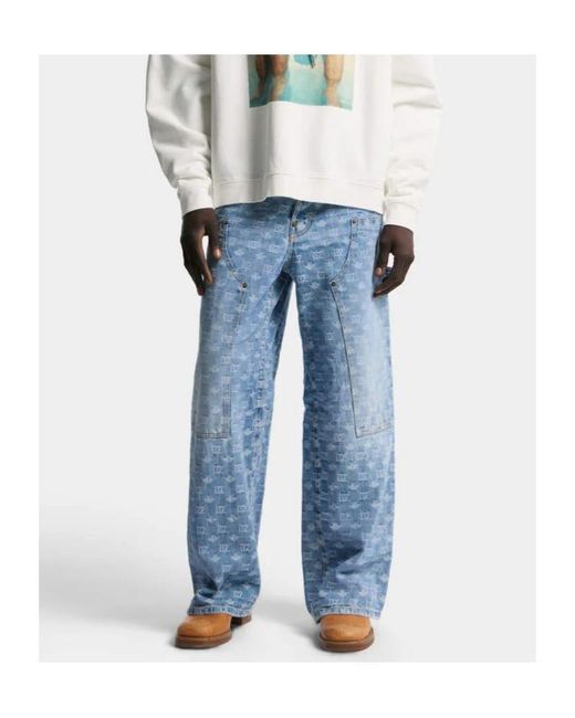 DSquared² Blue Light Wash Baggy Carpenter Jeans for men