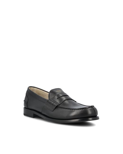 Prada Black Logo Printed Slip-On Loafers for men