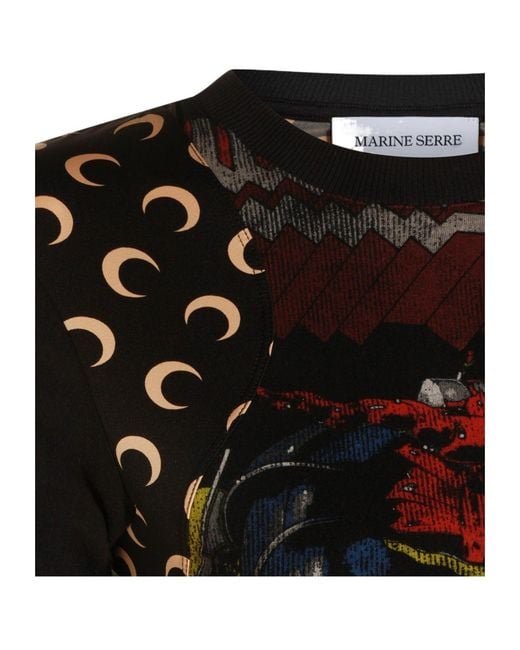 MARINE SERRE Black Graphic Moon-Printed Upcycled T-Shirt
