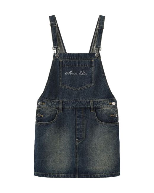 Marissa Chiara Blue Denim Overalls Skirt