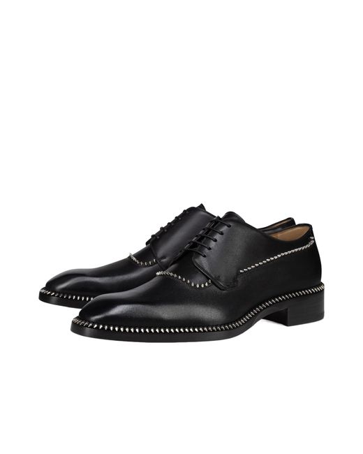 Christian Louboutin Black Laced Derby Shoes for men