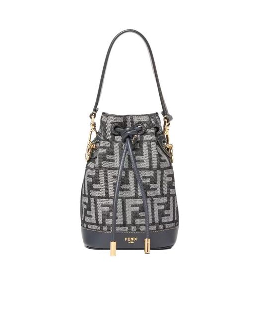 Fendi White Mon Tresor Ff Jacquard Mini Bucket Bag