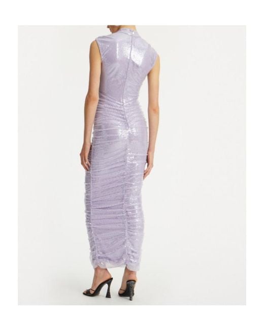ROTATE BIRGER CHRISTENSEN Purple Sequin High-Neck Midi Dress
