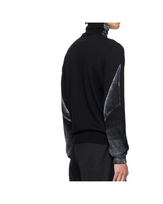 MM6 by Maison Margiela Blue High-Neck Panelled Sweater for men