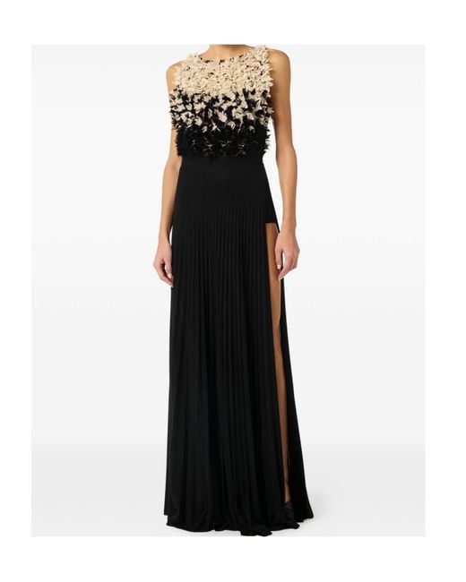 Elisabetta Franchi Black Carpet Tulle Jersey Dress