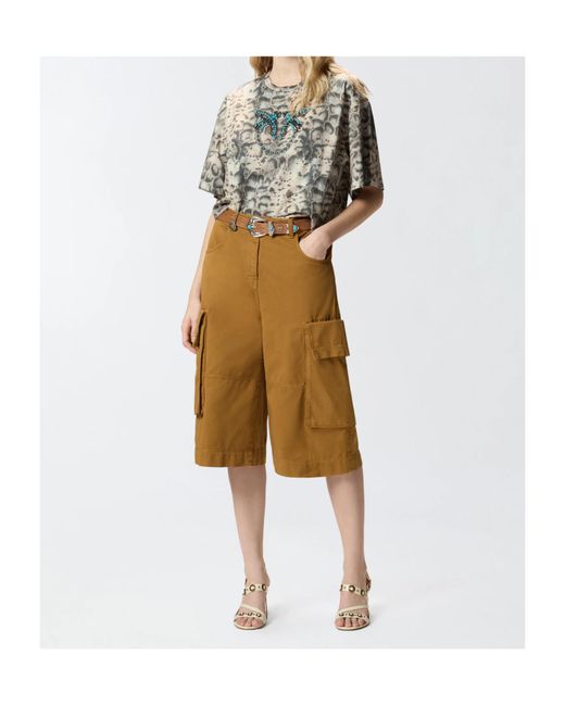 Pinko Brown Cargo Bermuda Shorts
