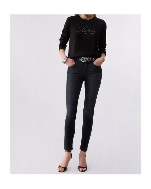 Liu Jo Black Gem-Embroidered Sweater