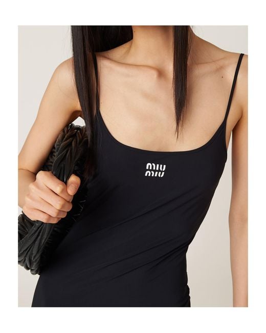 Miu Miu Black Logo-Detailed Sleeveless Dress