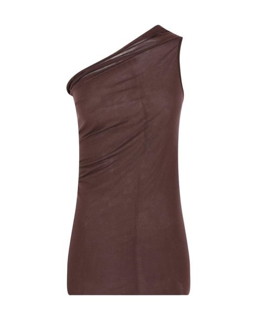 Rick Owens Brown Athena Asymmetric Sleeveless Top