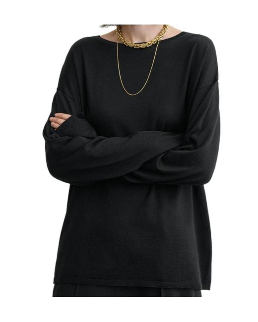 Totême  Black Round-Neck Sweater