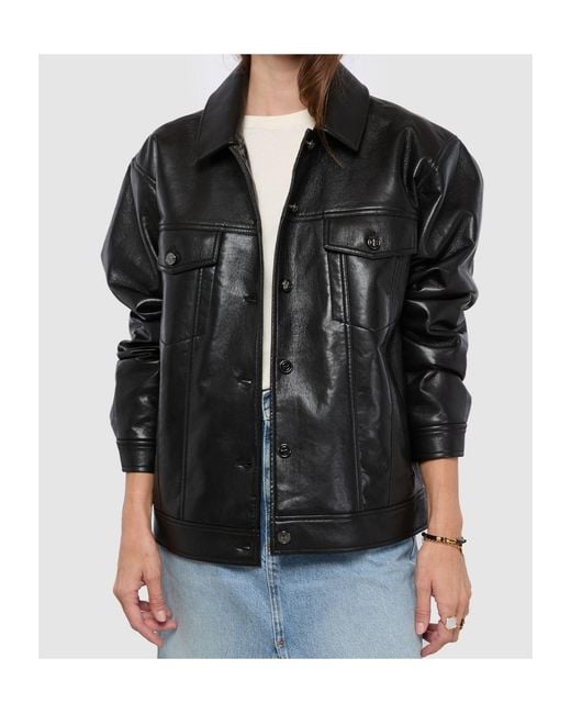 Anine Bing Black Lapel Leather Jacket