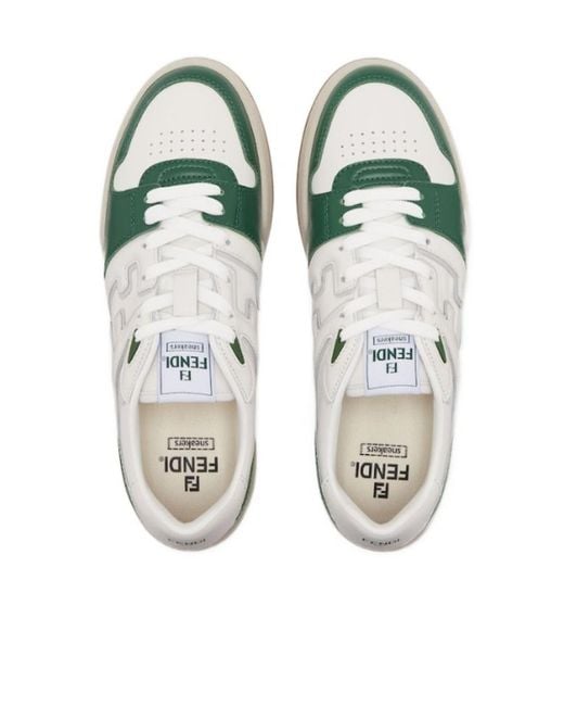 Fendi Green Match Leather Sneaker for men