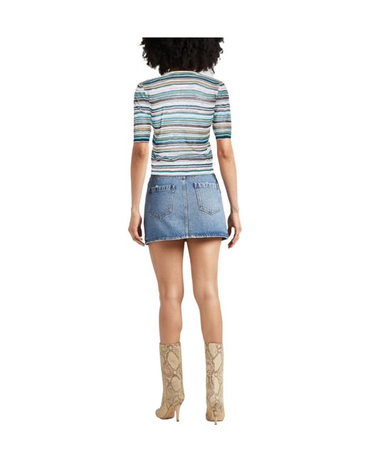Max Mara Blue Striped Boat-Neck Knit Top