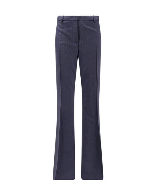 Etro Blue Pleated Flared Trousers