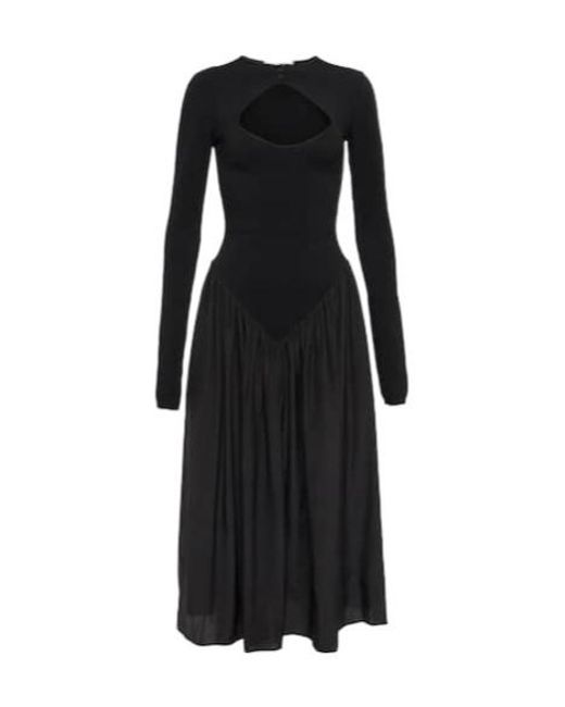 Stella McCartney Black Cutout Silk-Trimmed Midi Dress