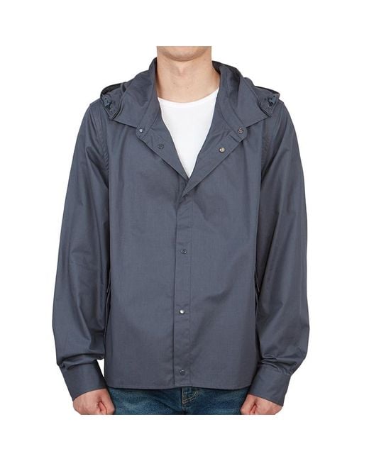 C P Company Blue Hooded Cotton Shirt Jacket for men