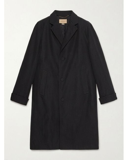 Gucci Black Long Sleeved Single Breasted Poplin Coat for men