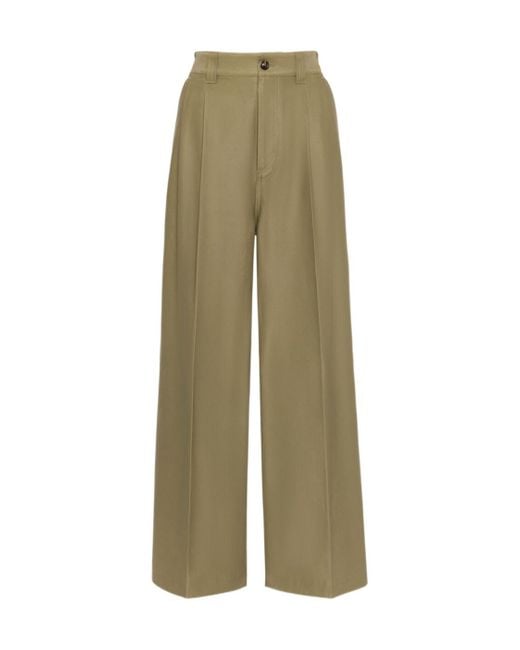 Maison Margiela Green Wide-Leg Pleated Trousers