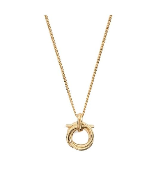 Ferragamo White Ferragamo Gancini Pendant Necklace