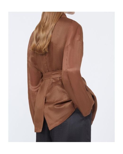 Max Mara Brown Studio Fatto Belted Jacket