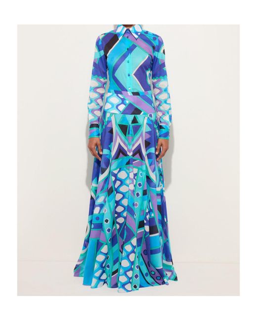 Emilio Pucci Blue Pucci Geometric Print Shirt