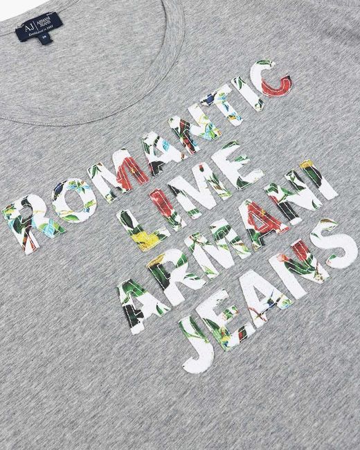 Armani Jeans Gray Round-Necked Logo T-Shirt
