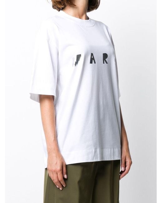Marni White Logo Print T-Shirt