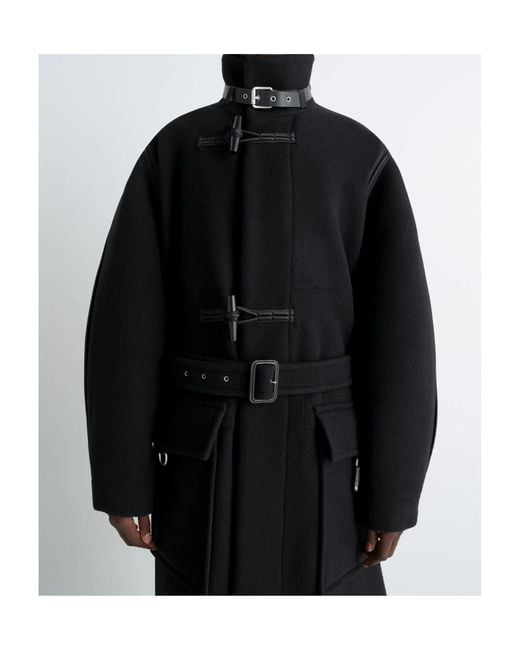 Lemaire Black Belted Toggle-Fastening Coat