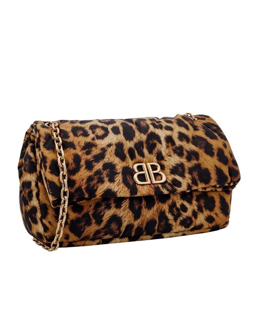 Balenciaga Brown Monaco Leopard Print Chain Shoulder Bag