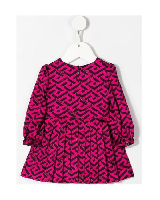 Versace Pink All-Over Monogram-Pattern Print Dress