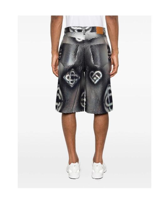 Casablanca Multicolor Pearlescent Monogram Denim Shorts for men