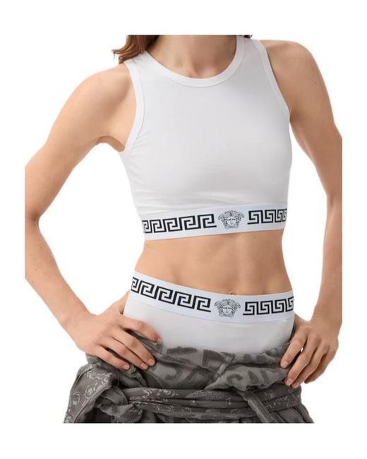 Versace White Cotton-Jersey Crop Top