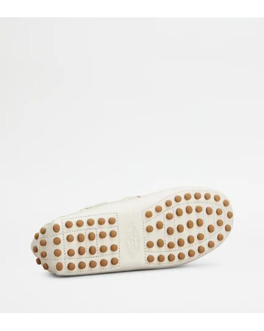 Tod's White Gommino Bow Detail Flat Shoes