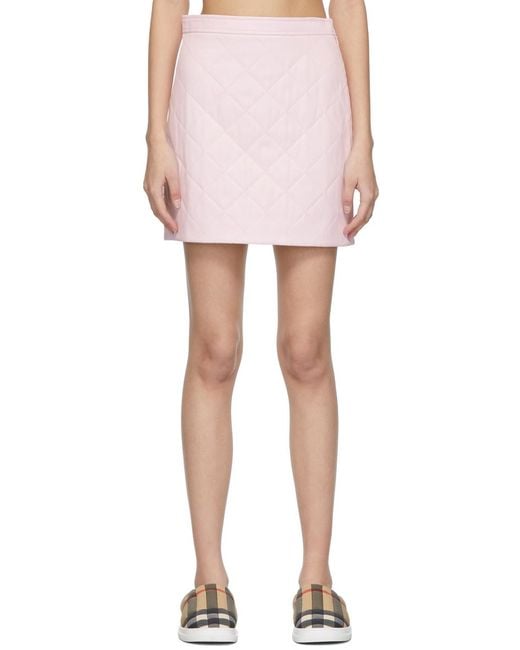 Burberry Pink Diamond Quilted Mini Skirt