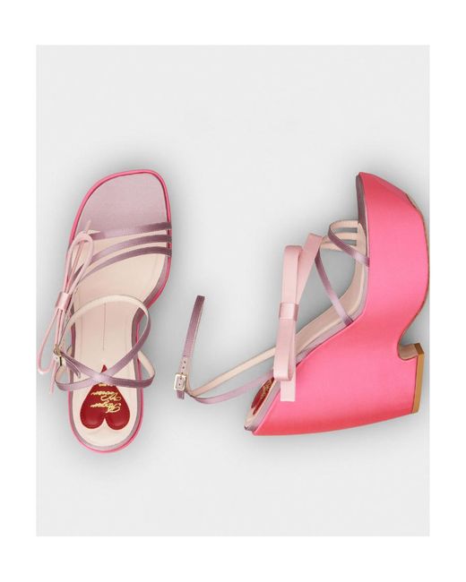 Roger Vivier Pink Bow Detailed Wedge Sandals