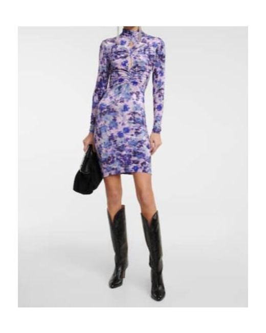 Isabel Marant Blue Gram Floral Velvet Minidress