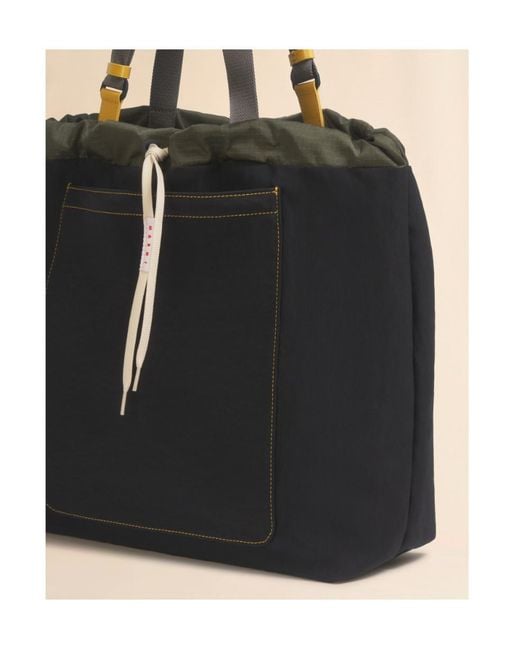 Marni Black Technical Fabric Tote Bag for men