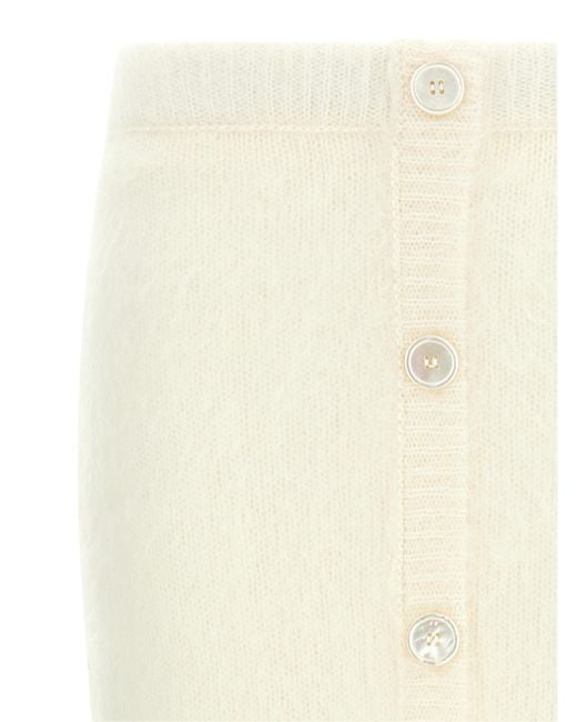 Alessandra Rich White Button-Up Knitted Skirt