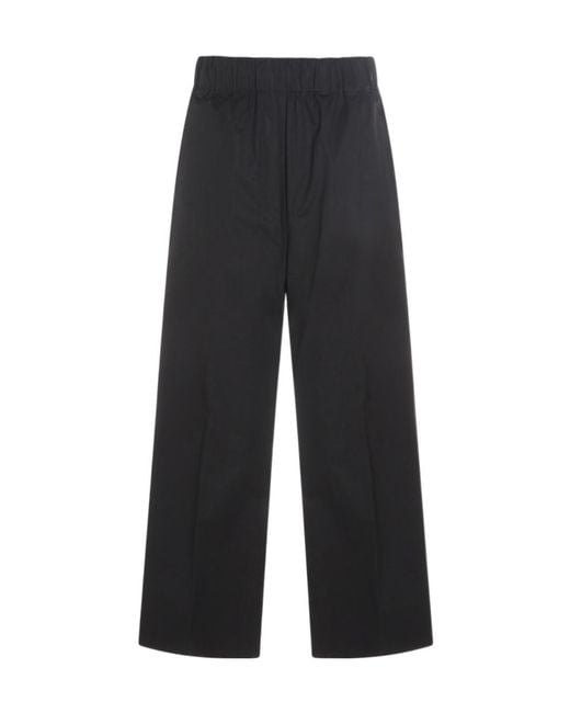 Antonelli Black Elastic-Waist Wide-Leg Pants