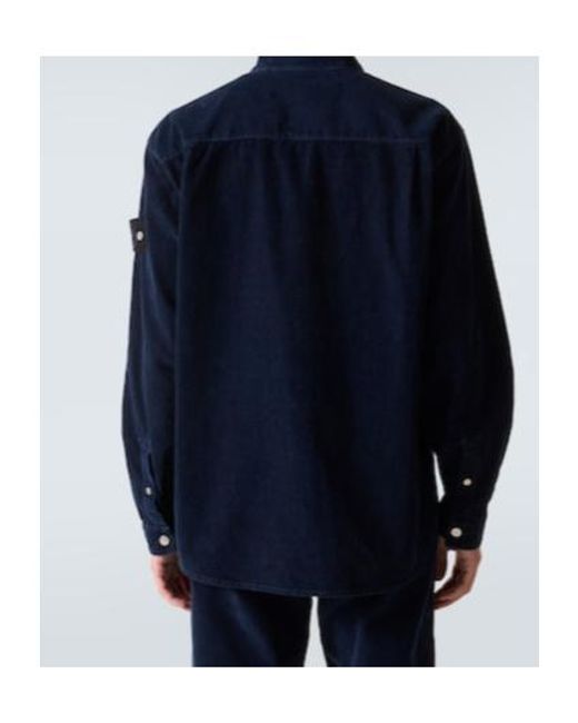 Stone Island Blue Compass Cotton-Blend Corduroy Overshirt for men