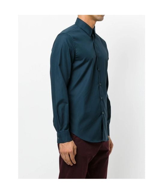 Aspesi Blue Long-Sleeved Button-Down Shirt for men